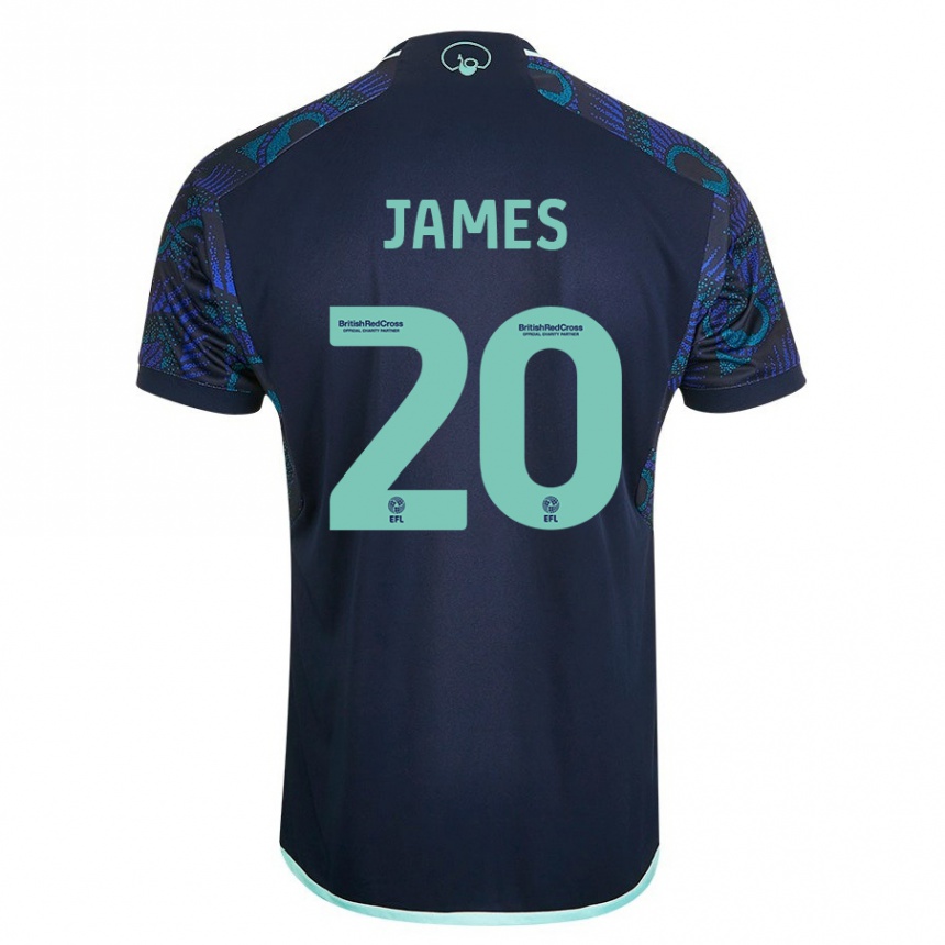 Damen Fußball Daniel James #20 Blau Auswärtstrikot Trikot 2023/24 T-Shirt Luxemburg