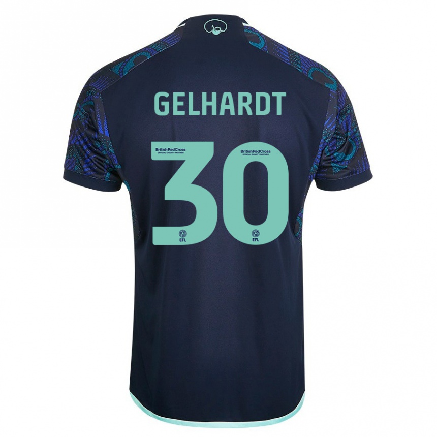 Damen Fußball Joe Gelhardt #30 Blau Auswärtstrikot Trikot 2023/24 T-Shirt Luxemburg