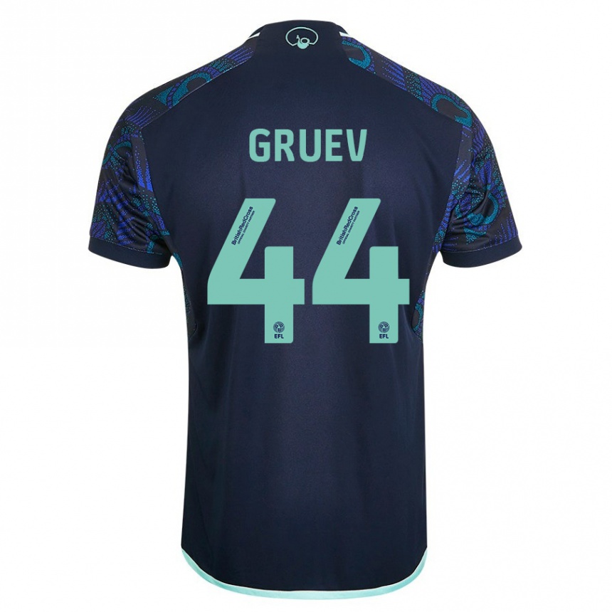 Damen Fußball Ilia Gruev #44 Blau Auswärtstrikot Trikot 2023/24 T-Shirt Luxemburg