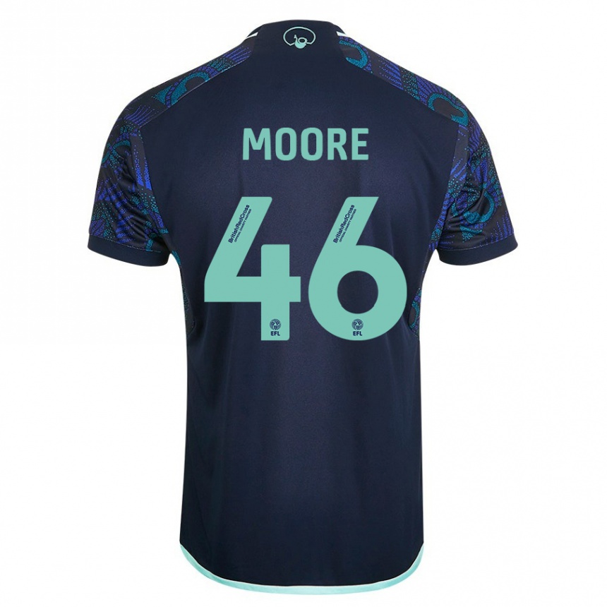 Damen Fußball Kris Moore #46 Blau Auswärtstrikot Trikot 2023/24 T-Shirt Luxemburg