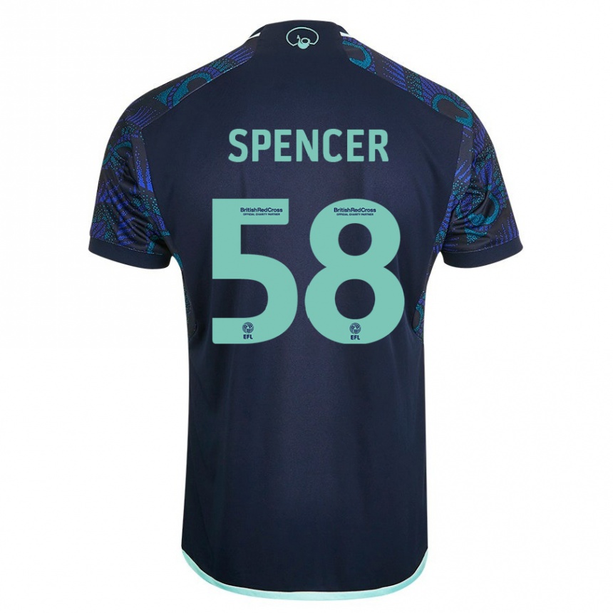 Damen Fußball Morten Spencer #58 Blau Auswärtstrikot Trikot 2023/24 T-Shirt Luxemburg