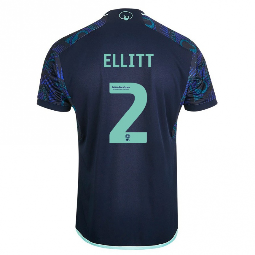 Damen Fußball Izzy Ellitt #2 Blau Auswärtstrikot Trikot 2023/24 T-Shirt Luxemburg