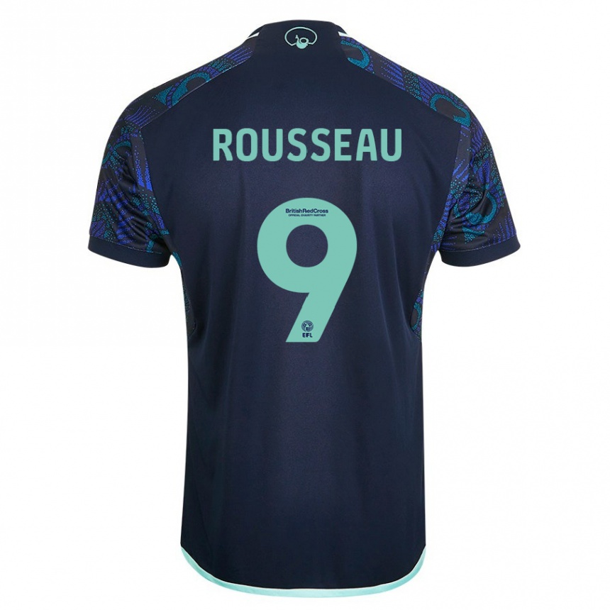 Damen Fußball Jess Rousseau #9 Blau Auswärtstrikot Trikot 2023/24 T-Shirt Luxemburg