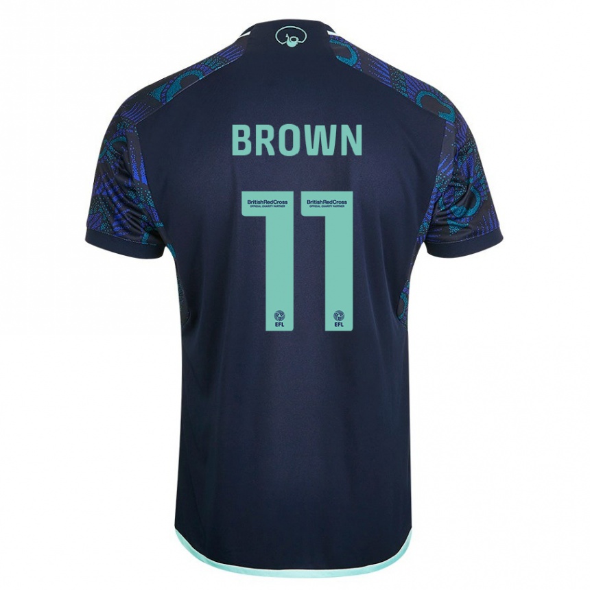 Damen Fußball Abbie Brown #11 Blau Auswärtstrikot Trikot 2023/24 T-Shirt Luxemburg