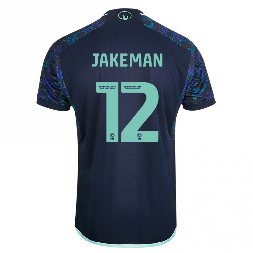 Damen Fußball Harriet Jakeman #12 Blau Auswärtstrikot Trikot 2023/24 T-Shirt Luxemburg