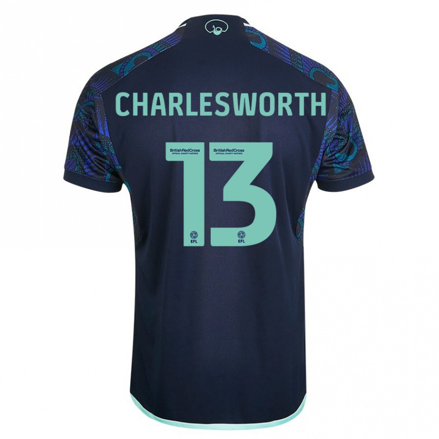 Damen Fußball Millie Robshaw-Charlesworth #13 Blau Auswärtstrikot Trikot 2023/24 T-Shirt Luxemburg