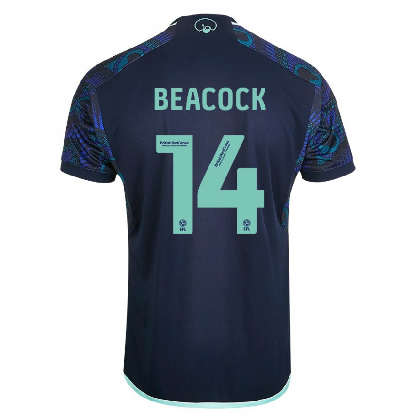 Damen Fußball Molly Beacock #14 Blau Auswärtstrikot Trikot 2023/24 T-Shirt Luxemburg