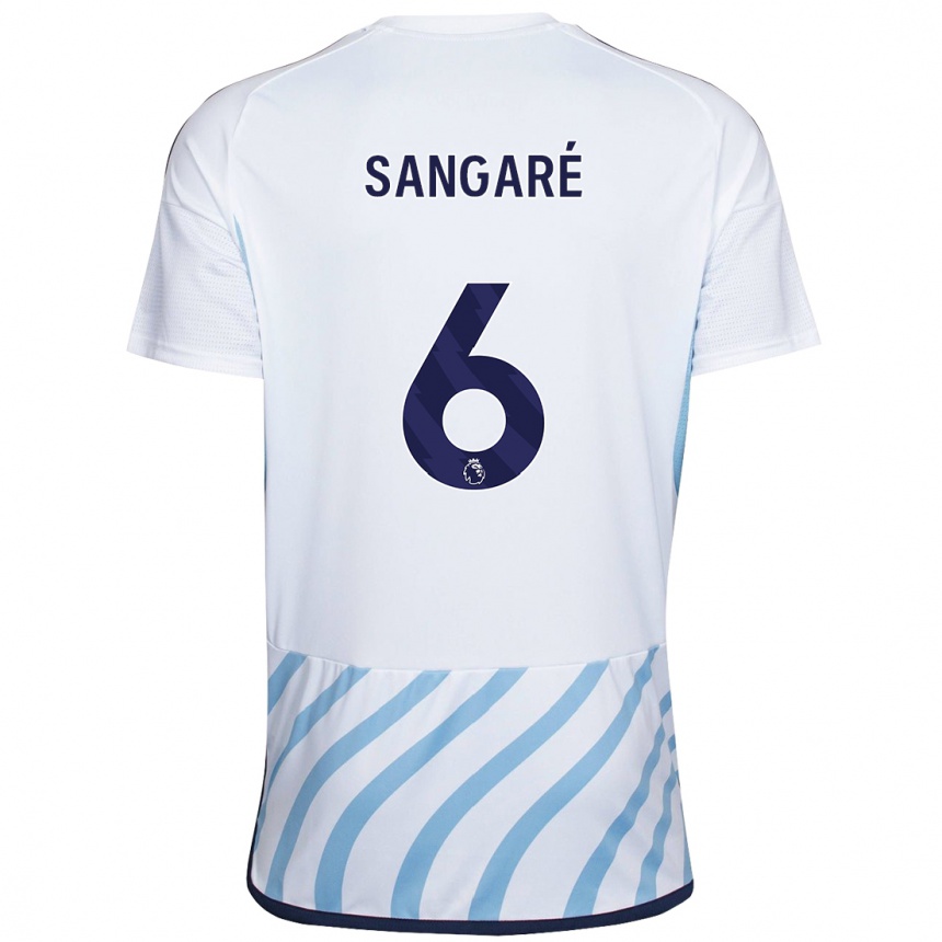 Damen Fußball Ibrahim Sangaré #6 Weiß Blau Auswärtstrikot Trikot 2023/24 T-Shirt Luxemburg