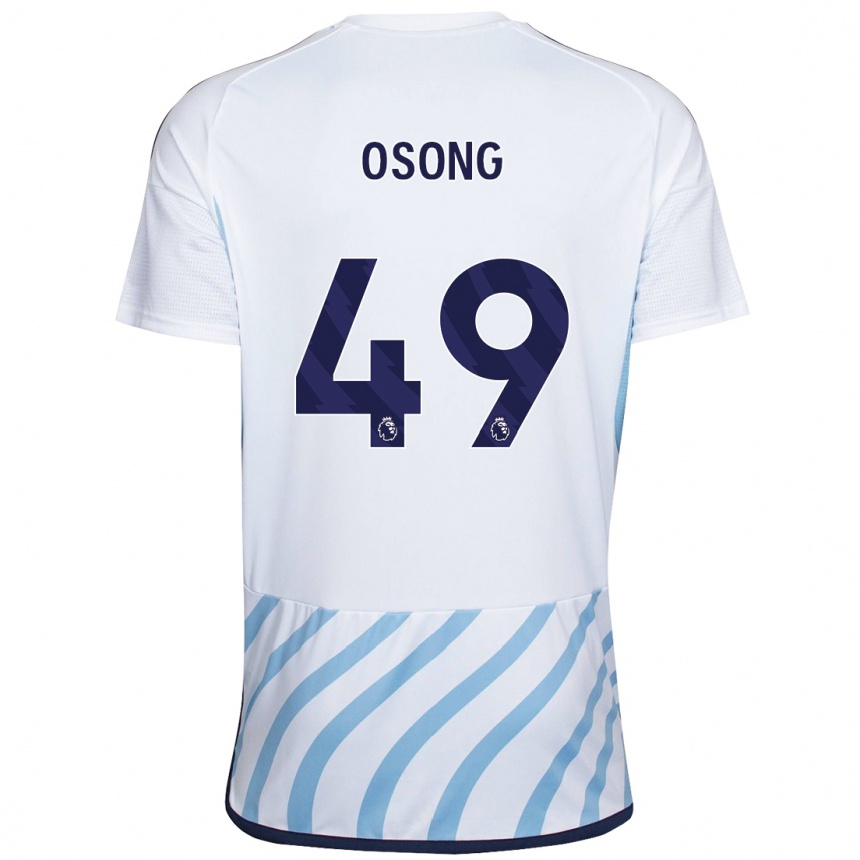 Damen Fußball Detlef Esapa Osong #49 Weiß Blau Auswärtstrikot Trikot 2023/24 T-Shirt Luxemburg