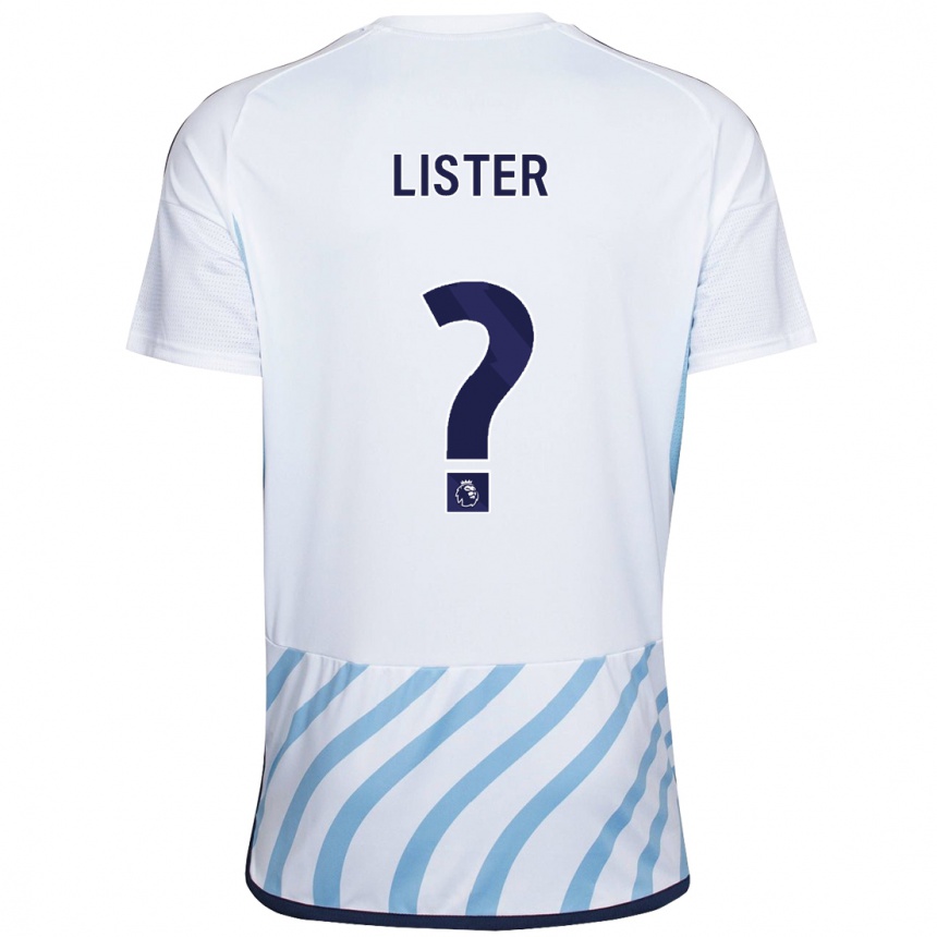 Damen Fußball Henry Lister #0 Weiß Blau Auswärtstrikot Trikot 2023/24 T-Shirt Luxemburg
