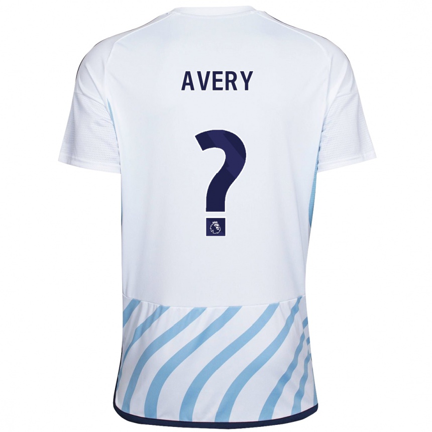Damen Fußball Theo Avery #0 Weiß Blau Auswärtstrikot Trikot 2023/24 T-Shirt Luxemburg