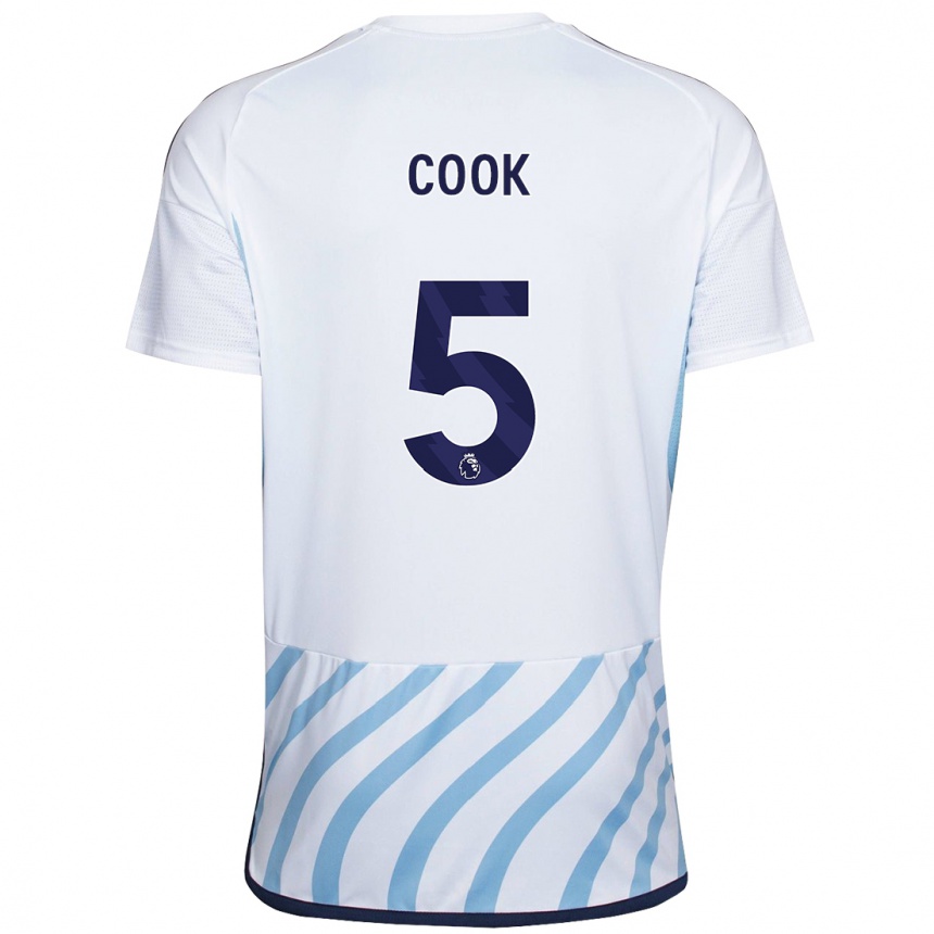 Damen Fußball Olivia Cook #5 Weiß Blau Auswärtstrikot Trikot 2023/24 T-Shirt Luxemburg