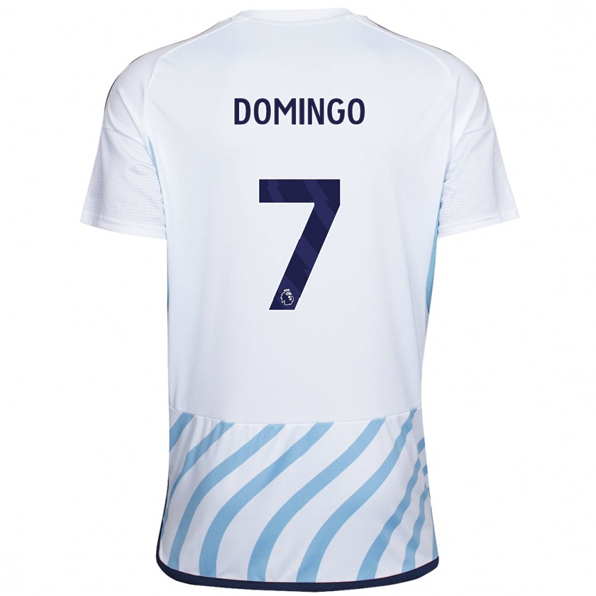 Damen Fußball Sophie Domingo #7 Weiß Blau Auswärtstrikot Trikot 2023/24 T-Shirt Luxemburg