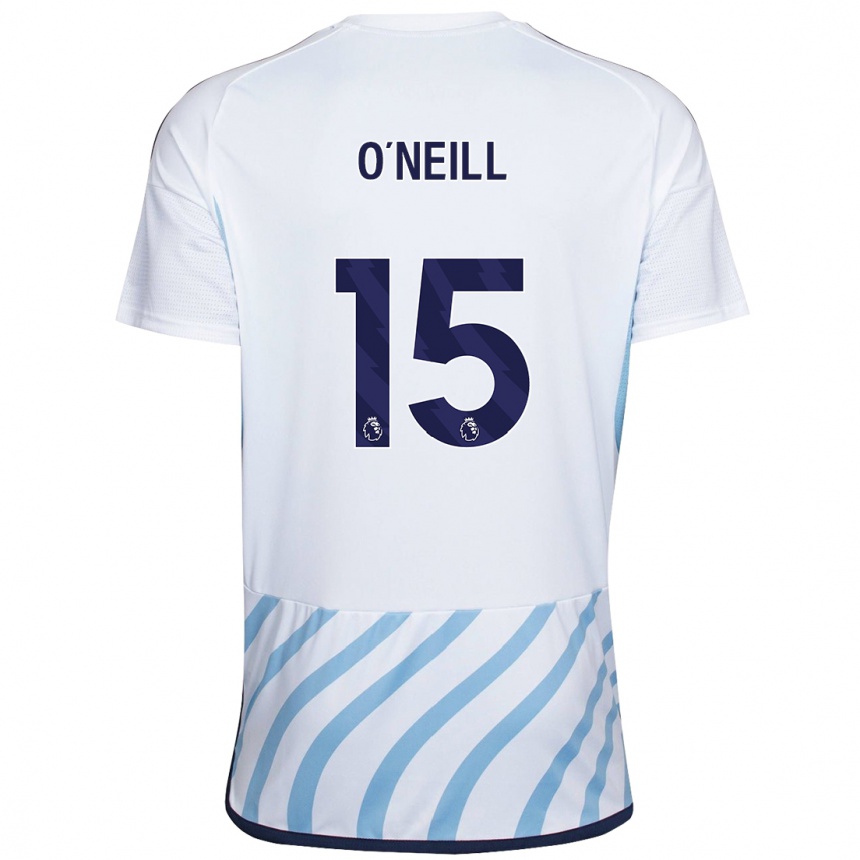 Damen Fußball Laura-Jayne O'neill #15 Weiß Blau Auswärtstrikot Trikot 2023/24 T-Shirt Luxemburg