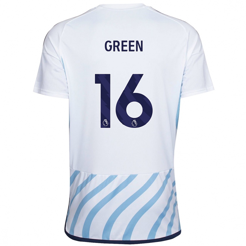 Damen Fußball Mollie Green #16 Weiß Blau Auswärtstrikot Trikot 2023/24 T-Shirt Luxemburg
