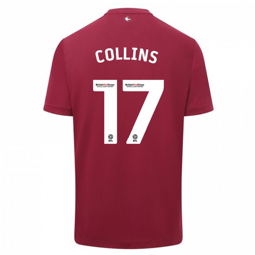 Damen Fußball Jamilu Collins #17 Rot Auswärtstrikot Trikot 2023/24 T-Shirt Luxemburg