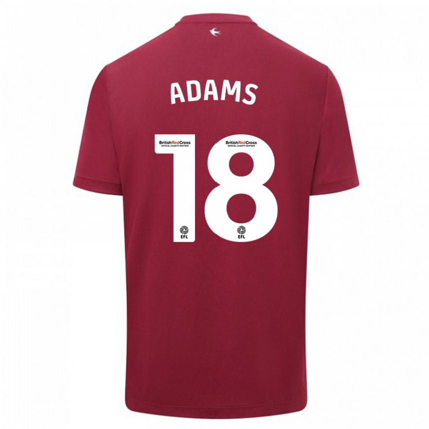 Damen Fußball Ebou Adams #18 Rot Auswärtstrikot Trikot 2023/24 T-Shirt Luxemburg