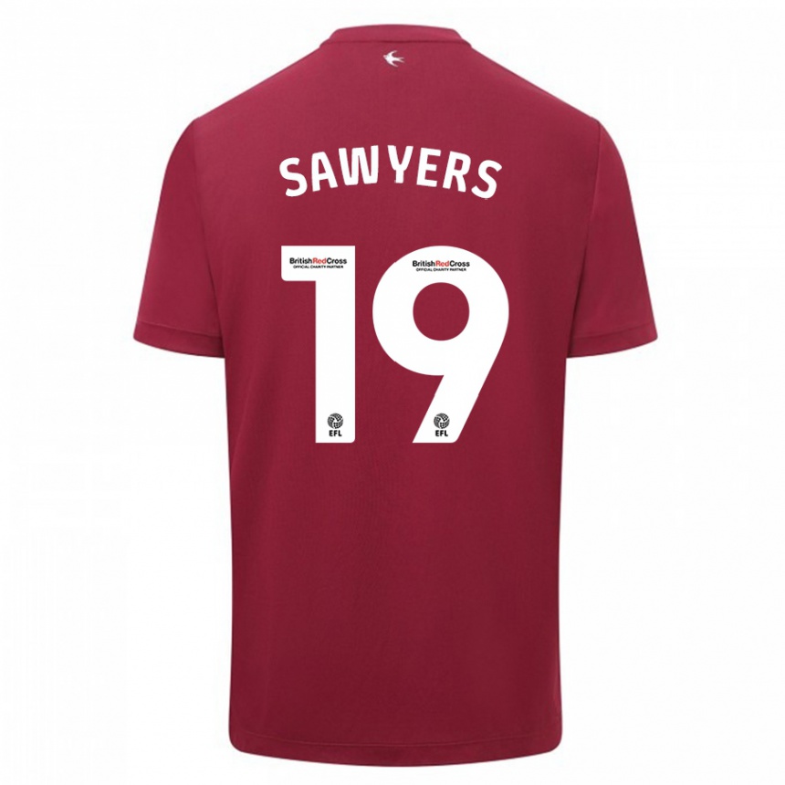 Damen Fußball Romaine Sawyers #19 Rot Auswärtstrikot Trikot 2023/24 T-Shirt Luxemburg
