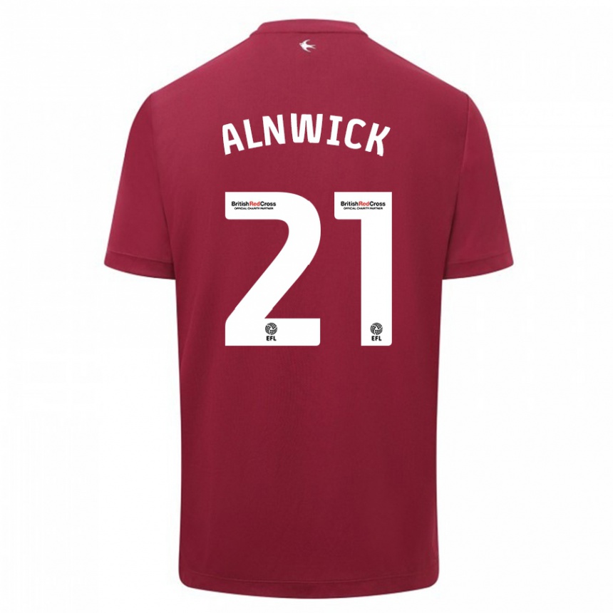Damen Fußball Jak Alnwick #21 Rot Auswärtstrikot Trikot 2023/24 T-Shirt Luxemburg