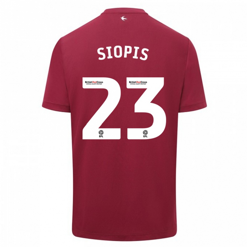 Damen Fußball Manolis Siopis #23 Rot Auswärtstrikot Trikot 2023/24 T-Shirt Luxemburg