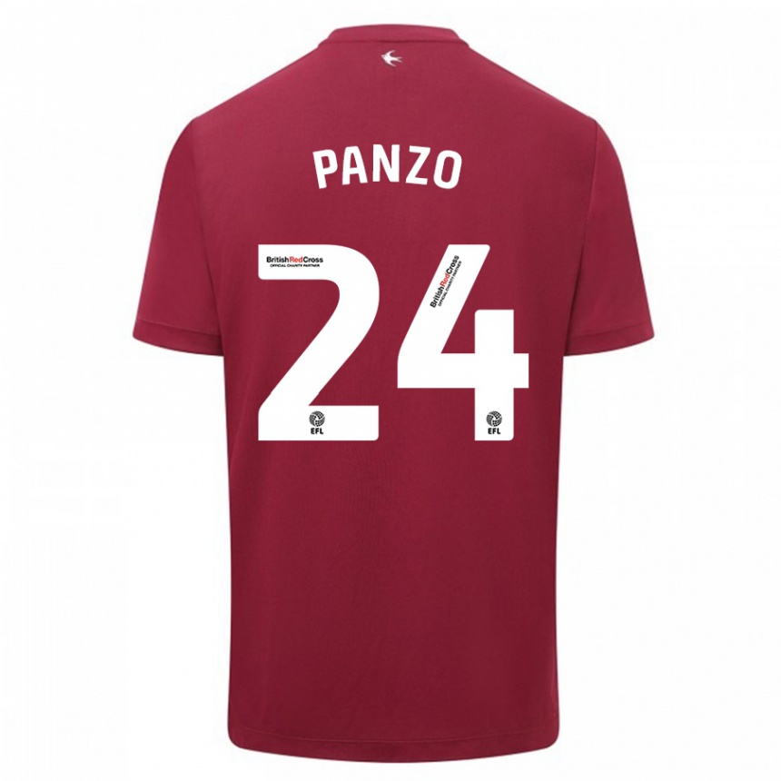 Damen Fußball Jonathan Panzo #24 Rot Auswärtstrikot Trikot 2023/24 T-Shirt Luxemburg