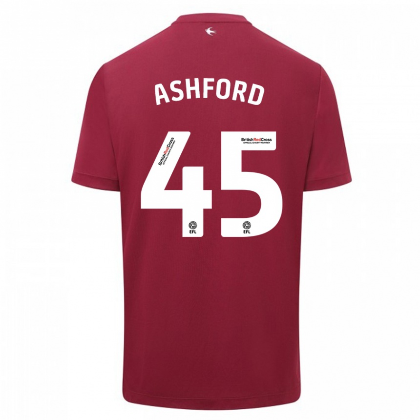 Damen Fußball Cian Ashford #45 Rot Auswärtstrikot Trikot 2023/24 T-Shirt Luxemburg