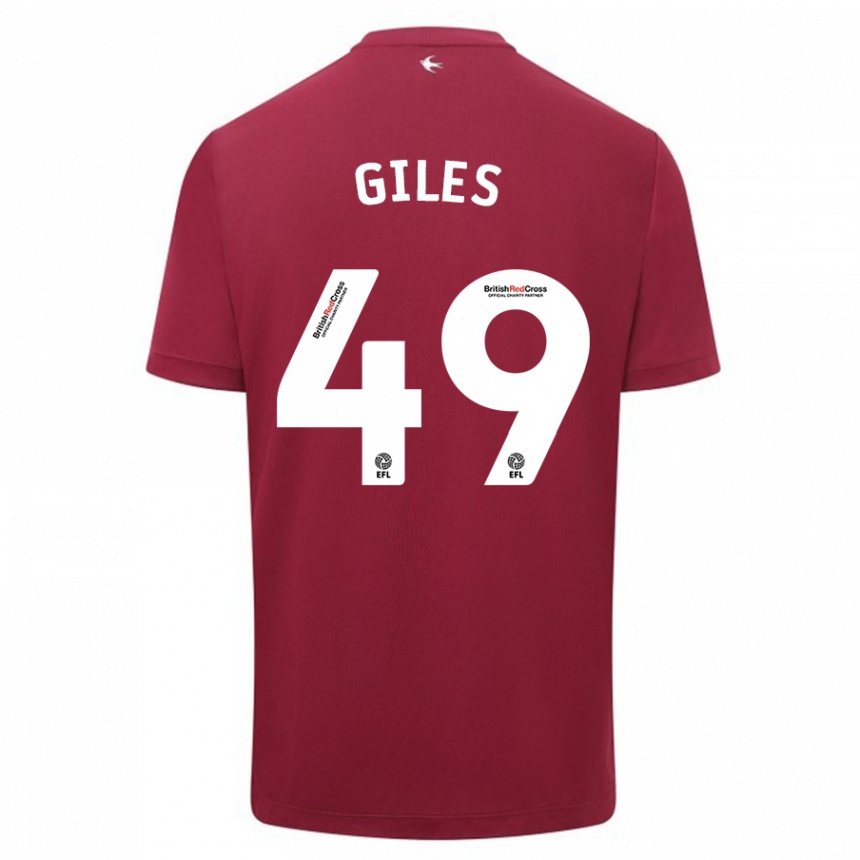 Damen Fußball Luey Giles #49 Rot Auswärtstrikot Trikot 2023/24 T-Shirt Luxemburg