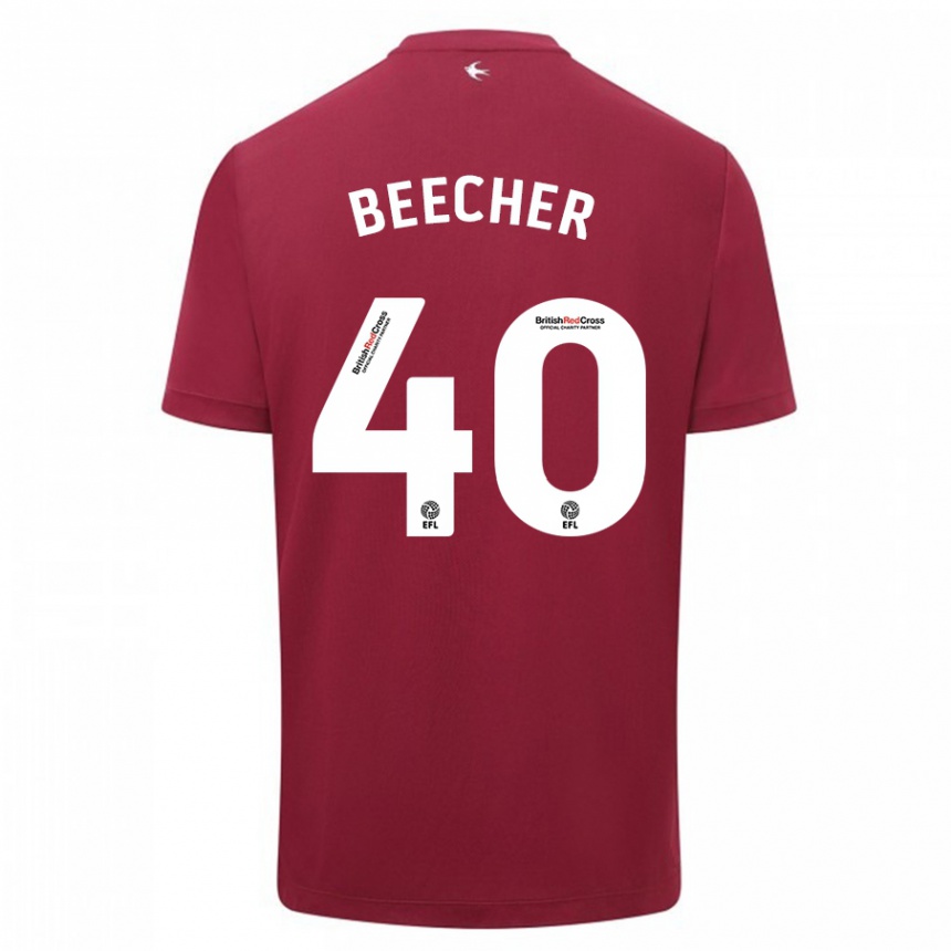 Damen Fußball Josh Beecher #40 Rot Auswärtstrikot Trikot 2023/24 T-Shirt Luxemburg