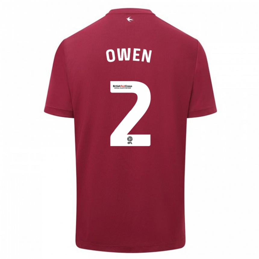 Damen Fußball Lisa Owen #2 Rot Auswärtstrikot Trikot 2023/24 T-Shirt Luxemburg
