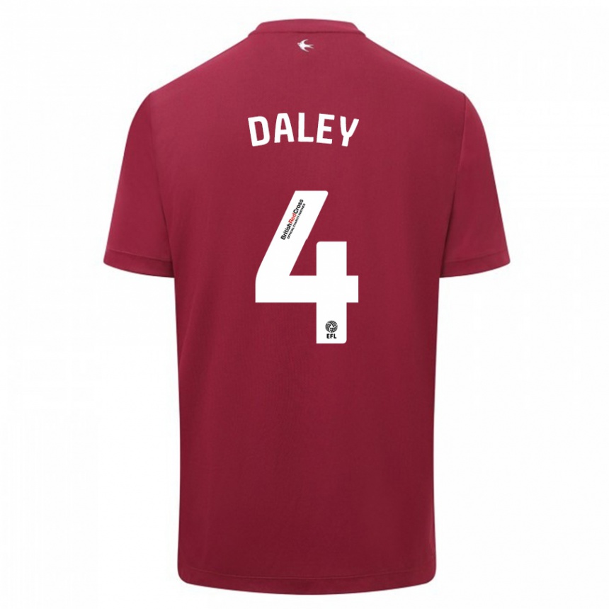 Damen Fußball Hannah Daley #4 Rot Auswärtstrikot Trikot 2023/24 T-Shirt Luxemburg