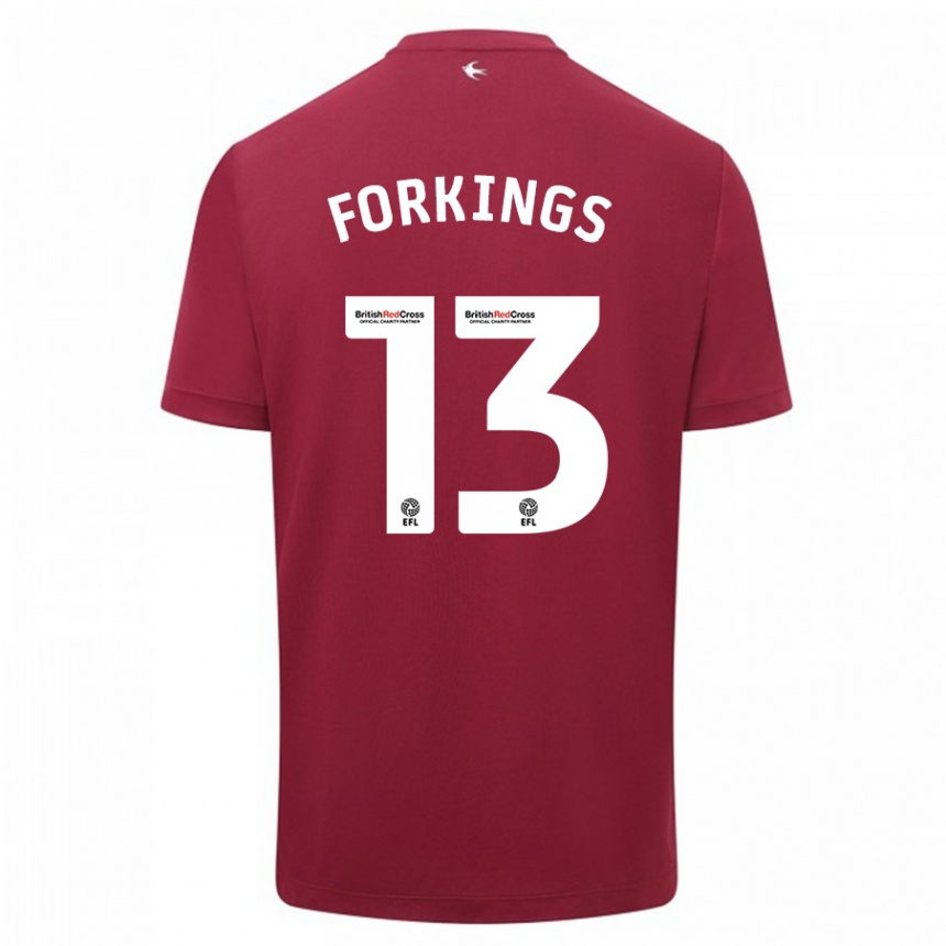 Damen Fußball Amelia Forkings #13 Rot Auswärtstrikot Trikot 2023/24 T-Shirt Luxemburg