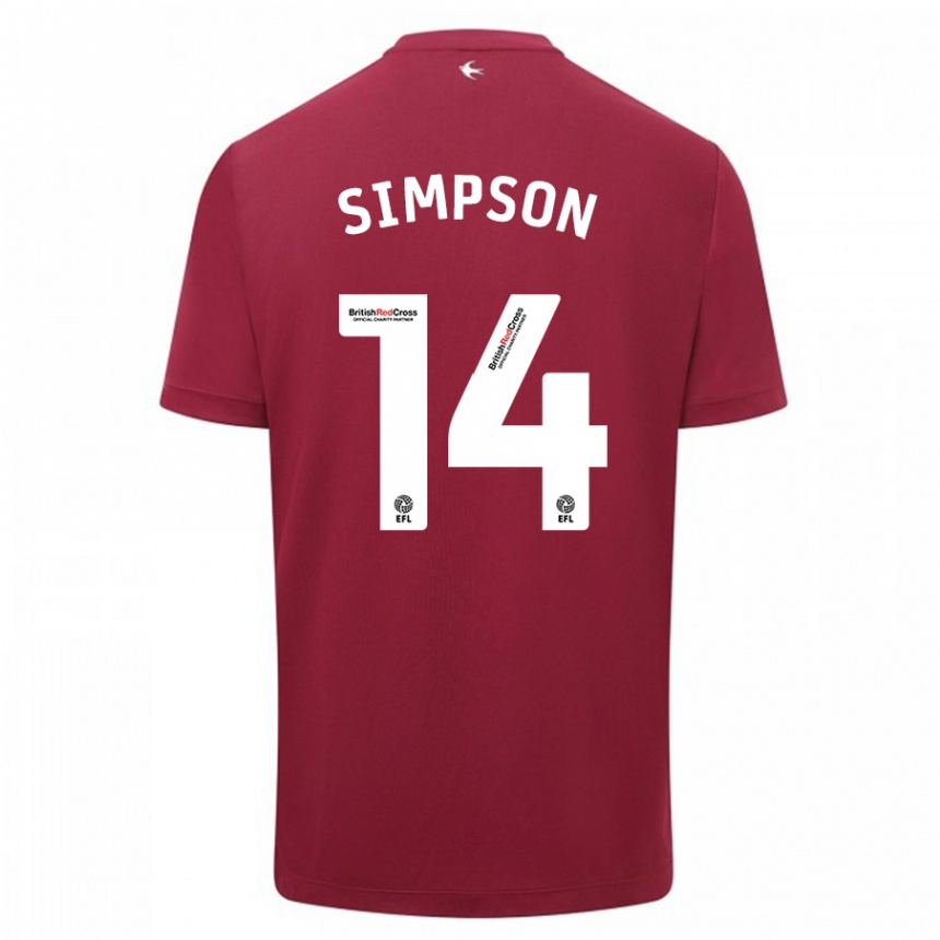 Damen Fußball Jasmine Simpson #14 Rot Auswärtstrikot Trikot 2023/24 T-Shirt Luxemburg