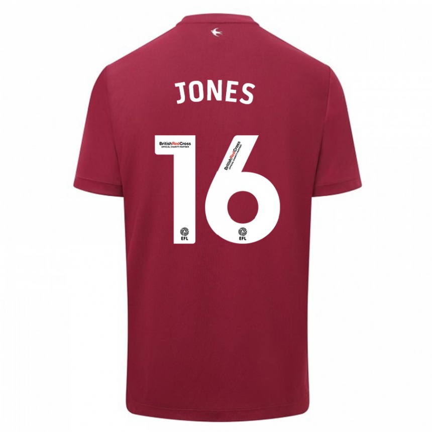Damen Fußball Ellie Jones #16 Rot Auswärtstrikot Trikot 2023/24 T-Shirt Luxemburg