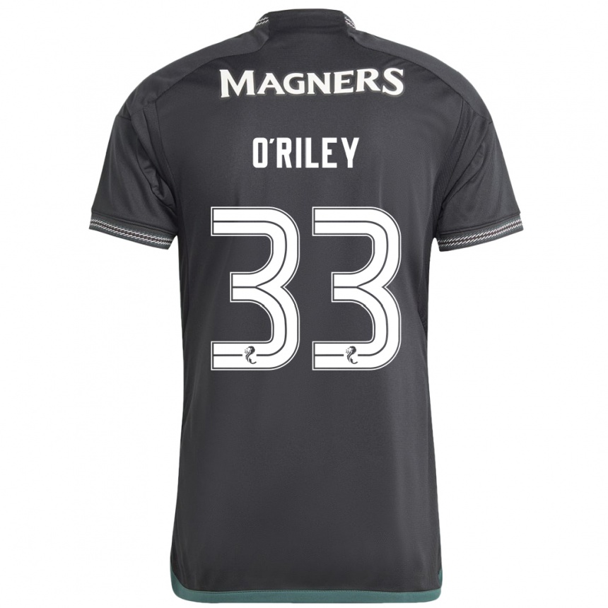 Damen Fußball Matt O'riley #33 Schwarz Auswärtstrikot Trikot 2023/24 T-Shirt Luxemburg