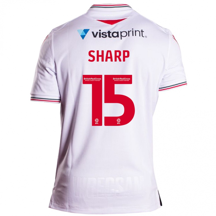 Damen Fußball Katie Sharp #15 Weiß Auswärtstrikot Trikot 2023/24 T-Shirt Luxemburg