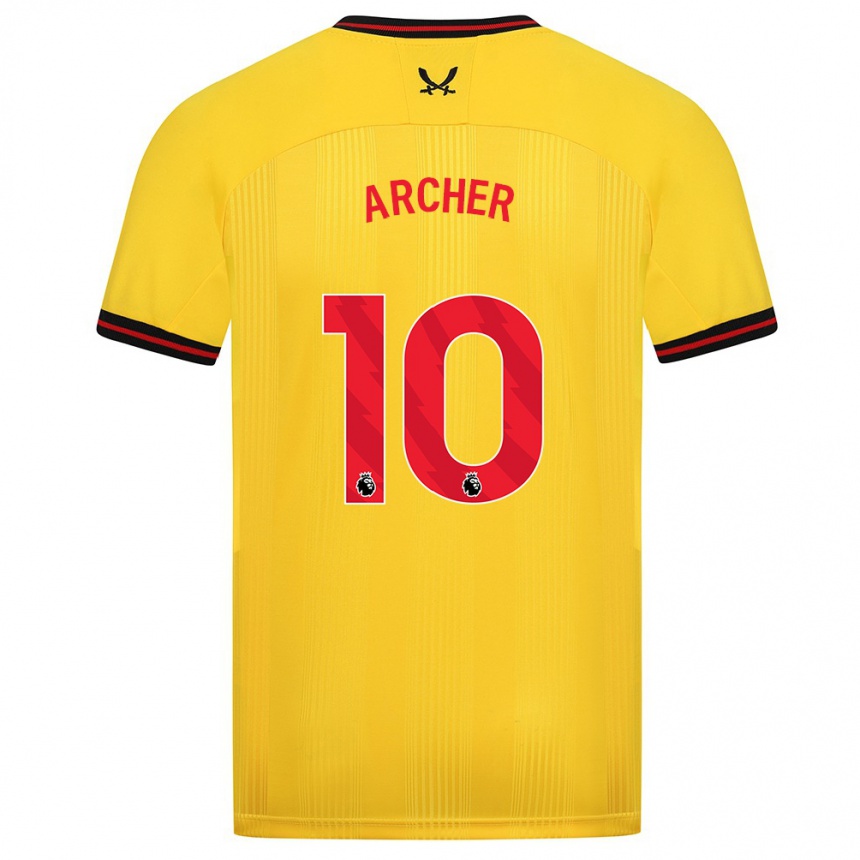 Damen Fußball Cameron Archer #10 Gelb Auswärtstrikot Trikot 2023/24 T-Shirt Luxemburg