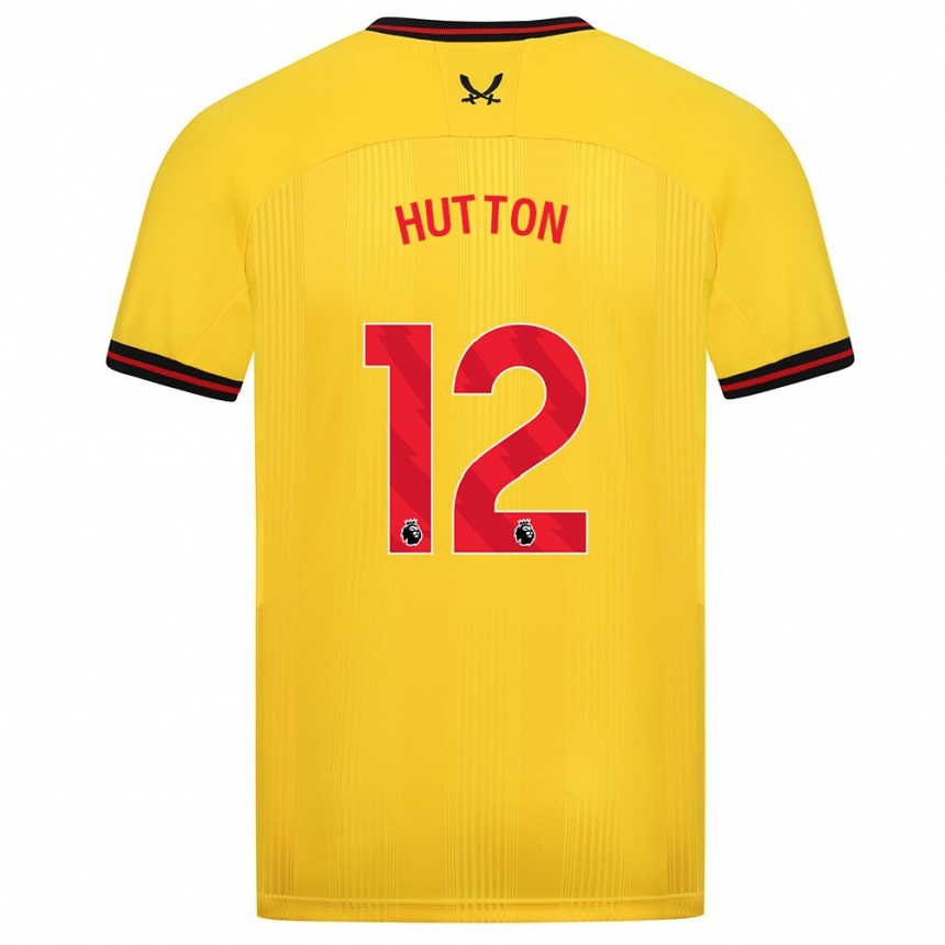 Damen Fußball Jodie Hutton #12 Gelb Auswärtstrikot Trikot 2023/24 T-Shirt Luxemburg