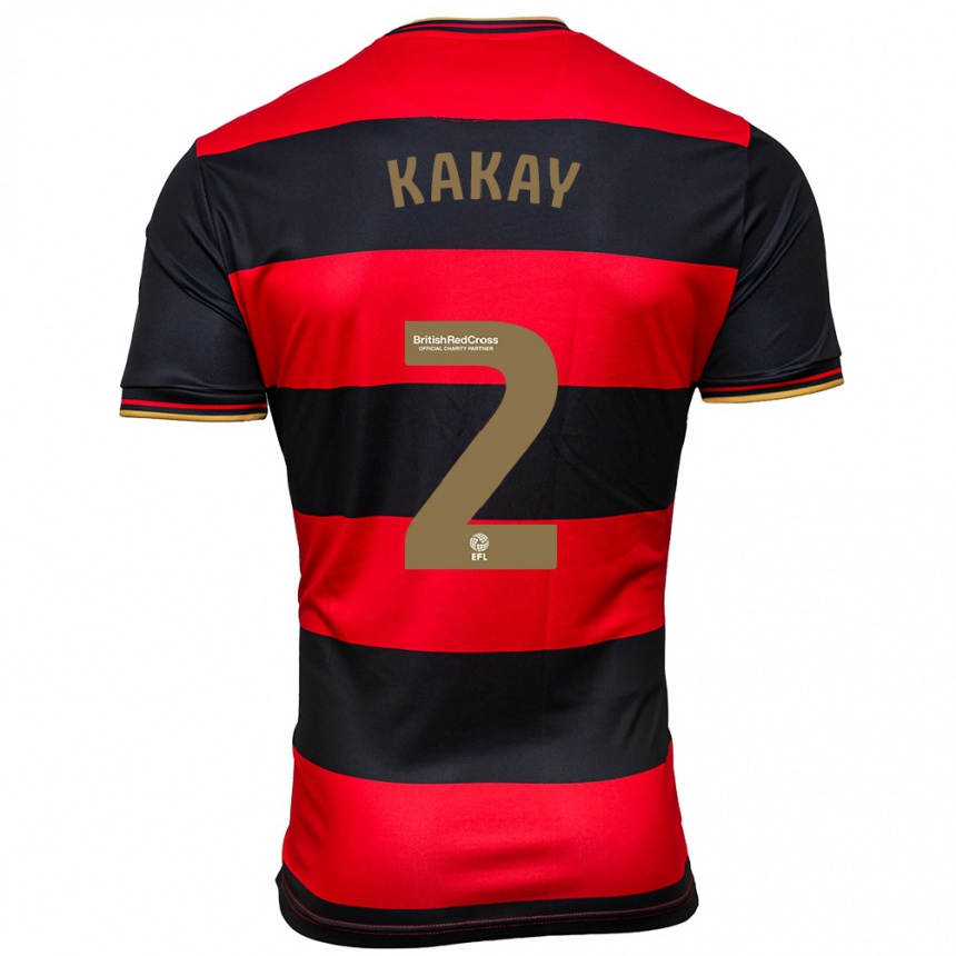 Damen Fußball Osman Kakay #2 Schwarz Rot Auswärtstrikot Trikot 2023/24 T-Shirt Luxemburg