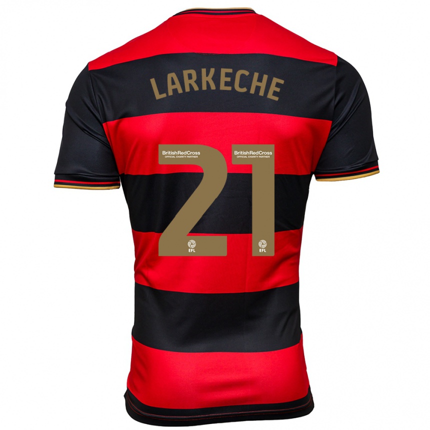 Damen Fußball Ziyad Larkeche #21 Schwarz Rot Auswärtstrikot Trikot 2023/24 T-Shirt Luxemburg