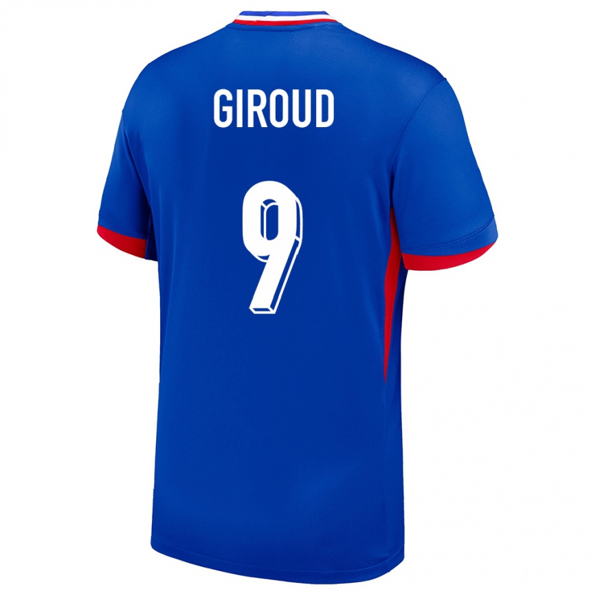 Kinder Fußball Frankreich Olivier Giroud #9 Blau Heimtrikot Trikot 24-26 T-Shirt Luxemburg