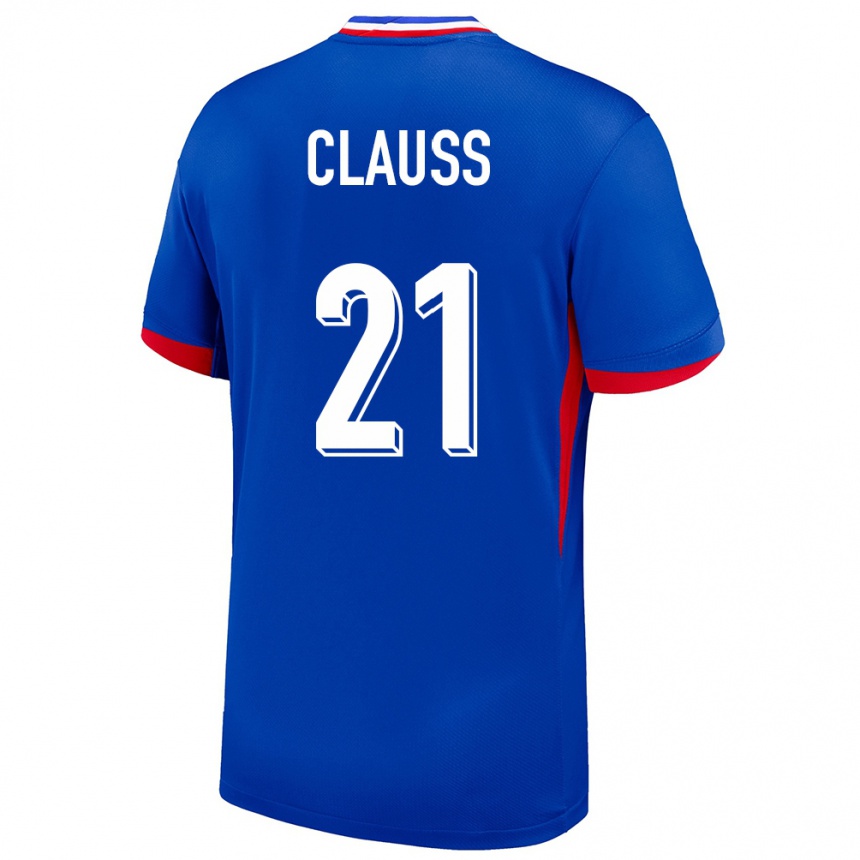 Kinder Fußball Frankreich Jonathan Clauss #21 Blau Heimtrikot Trikot 24-26 T-Shirt Luxemburg