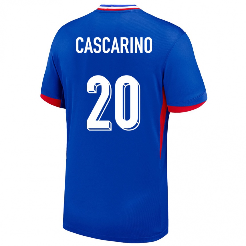 Kinder Fußball Frankreich Delphine Cascarino #20 Blau Heimtrikot Trikot 24-26 T-Shirt Luxemburg