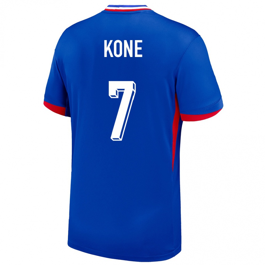 Kinder Fußball Frankreich Kouadio Kone #7 Blau Heimtrikot Trikot 24-26 T-Shirt Luxemburg