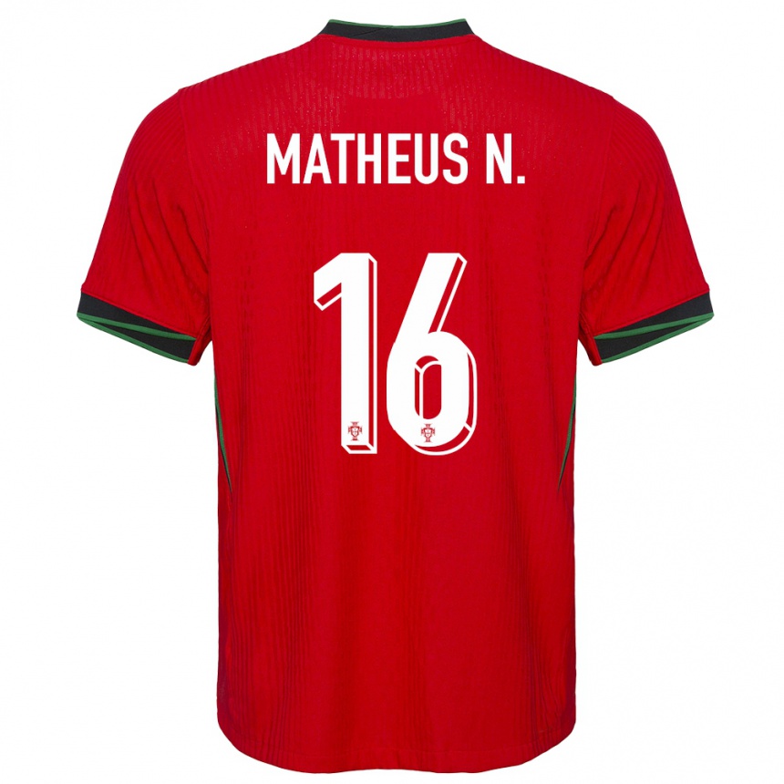 Kinder Fußball Portugal Matheus Nunes #16 Rot Heimtrikot Trikot 24-26 T-Shirt Luxemburg