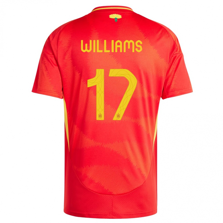 Kinder Fußball Spanien Nico Williams #17 Rot Heimtrikot Trikot 24-26 T-Shirt Luxemburg