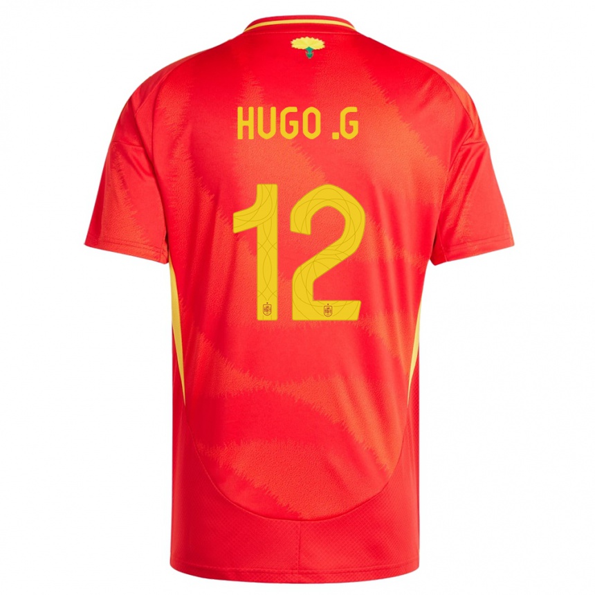 Kinder Fußball Spanien Hugo Guillamon #12 Rot Heimtrikot Trikot 24-26 T-Shirt Luxemburg