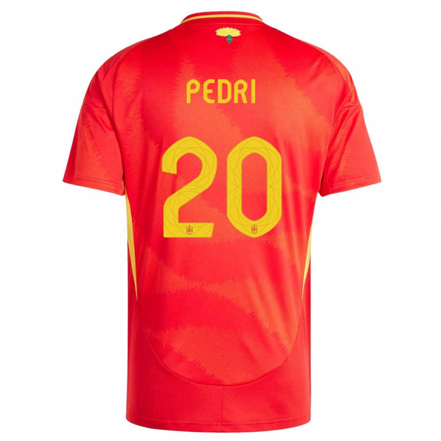 Kinder Fußball Spanien Pedri #20 Rot Heimtrikot Trikot 24-26 T-Shirt Luxemburg