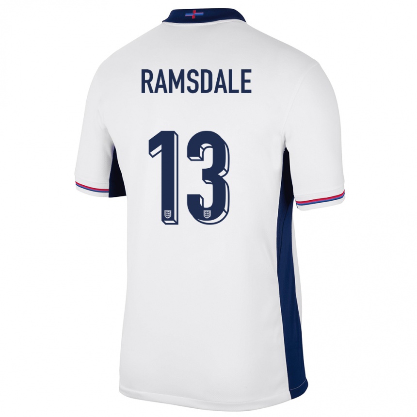 Kinder Fußball England Aaron Ramsdale #13 Weiß Heimtrikot Trikot 24-26 T-Shirt Luxemburg