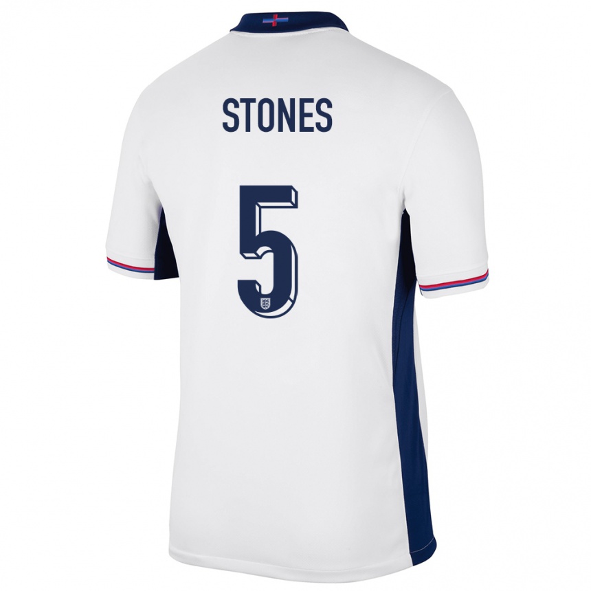 Kinder Fußball England John Stones #5 Weiß Heimtrikot Trikot 24-26 T-Shirt Luxemburg