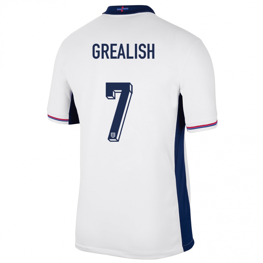 Kinder Fußball England Jack Grealish #7 Weiß Heimtrikot Trikot 24-26 T-Shirt Luxemburg